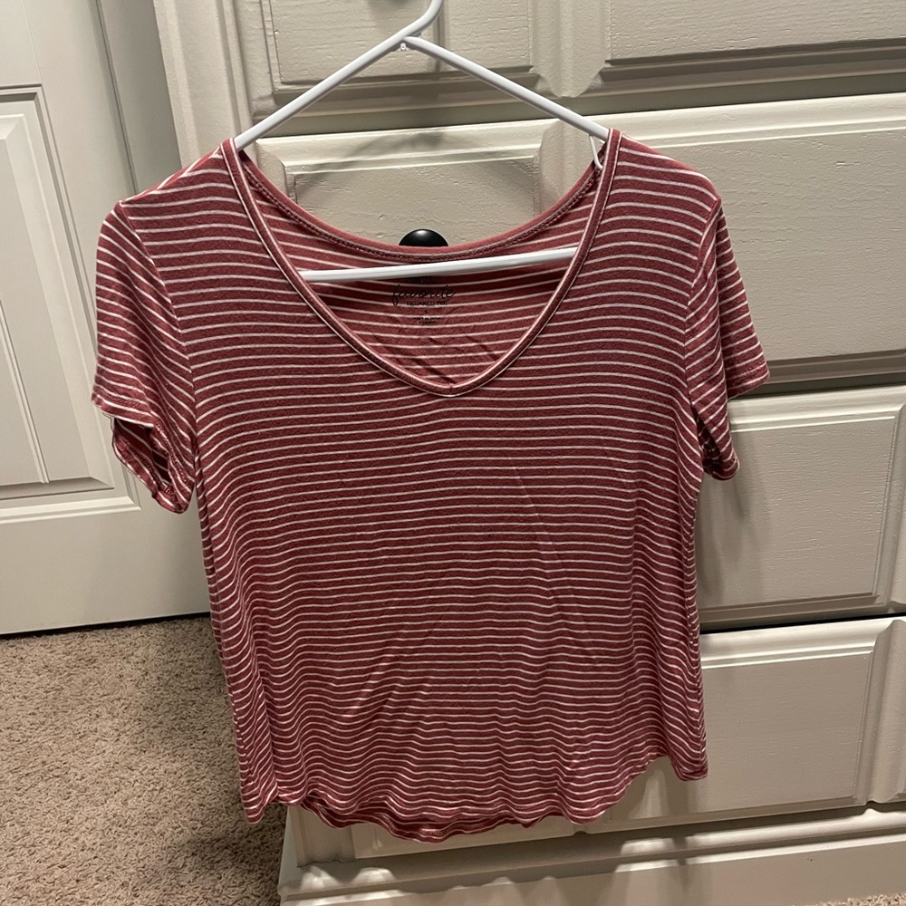 pink and white striped top
